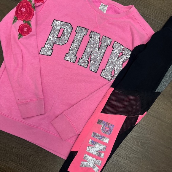 PINK Victoria's Secret Pink Sweatshirt with Floral Design - Picture 2 of 16